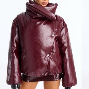 Fashion Nova Deep Burgundy Puffer Jacket
